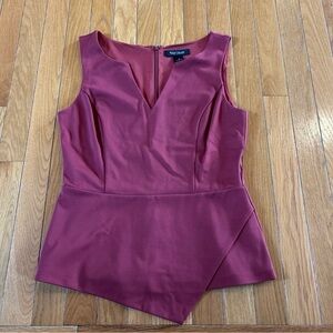White House Black Market Satin V-Neck Sleeveless Shell Top Size 4 Rust Red